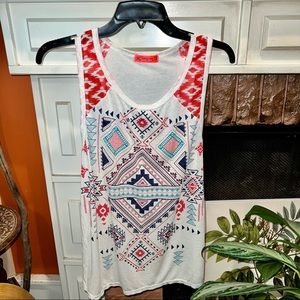 Spoiled Tank Top Size M Aztec Geometric Print Rayon